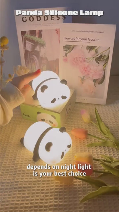 Panda Night Lights For Kids Cute Animal Silicone Timing Rechargeable Lamp Cartoon Panda Bedroom Decoration Kids Boys Girls Gift